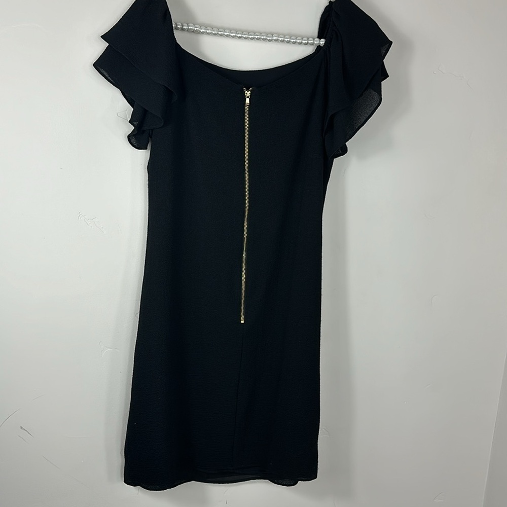Betsy Johnson Black Flutter Sleeve Exposed Zipper Mini Dress 4 - Picture 4 of 7
